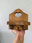 Small wood Shelf with Heart Cut Out With Peg. Wall Vintage Shelf. Key Holder
