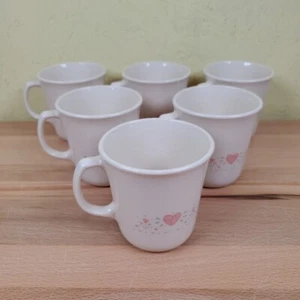 6er Set - Vintage Corelle Corning Ware FOREVER YOURS Kaffeetassen rosa Herz - Bild 1 von 5