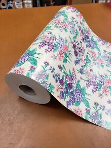 Full ream 18 inch wide Pink and Purple Flowers Gift Wrap 833 feet