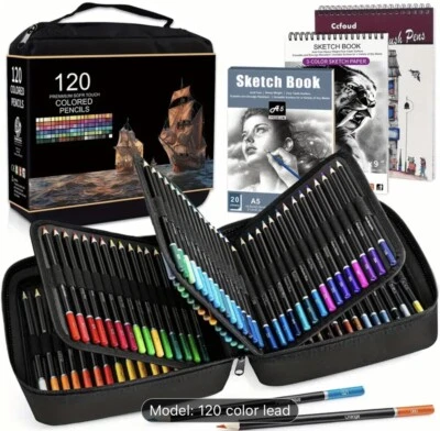 120 lápices de colores en estuche con cremallera + cuadernos de bocetos NUEVO envío incluido Foto 1 de 2