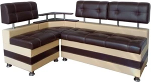 Eckbank braun beige Kunstleder Polster Sitzbank mit Lehne LATTE Stauraum Ablage - Bild 1 von 8