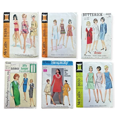 Butterick Simplicity McCalls 1960s 10T Retro Dresses Swimsuit Patterns Lot of 6 - Image 1 of 4