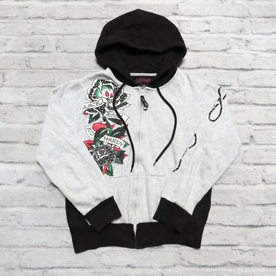 Sudadera con Capucha Vintage Ed Hardy Negra Rosa Dos Tonos Talla M Tatoo 0821 Foto 1 de 4