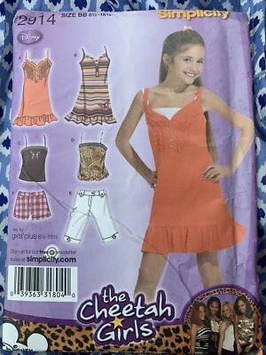 Sewing Pattern Simplicity 2914 Disney Cheetah Girls Shorts Dress Top Plus UC FF - Image 1 of 2
