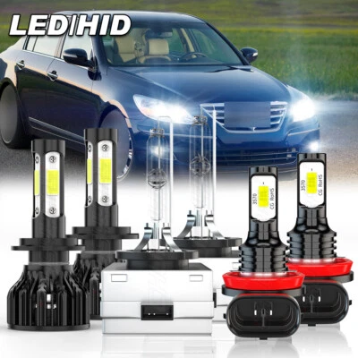 For 2011-2013 Hyundai Equus LED HID Xenon Headlights Hi / Lo + Fog Light 6× Bulb - Imagem 1 de 4