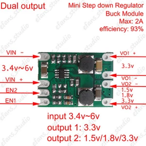 Mini DC-DC Buck Step Down Volt Converter Regulator 1.5v 1.8v 3.3v 2A Dual Output - Picture 1 of 10