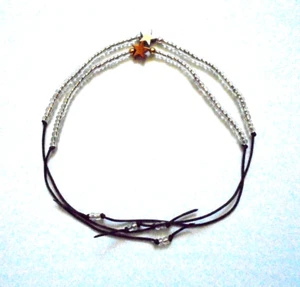 2 Freundschaftsbänder mit Stern Perlen transparent silber weiß einfarbig 3mm - Bild 1 von 2