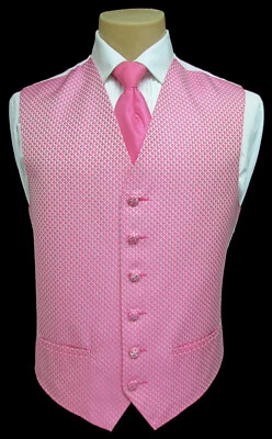 Men's Pink After Six Enchantment Tuxedo Vest & Choice of Tie Wedding Prom Cruise - Image 1 of 3
