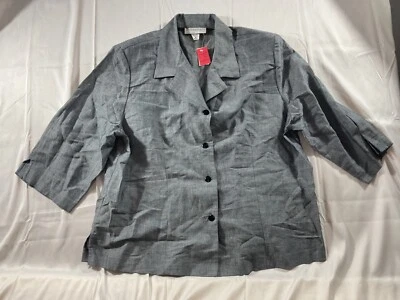Vestido Granero Traje Chaqueta Mujer’s 18W Gris Manga 3/4 Cuello Botón 55% Lino NUEVO Foto 1 de 4