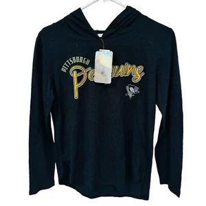 4 Her Pittsburgh Penguins Women’s Long Sleeve T-Shirt Hooded Size S Nwt - Picture 1 of 4