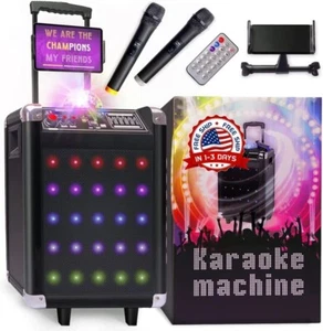máquina de karaoke bluetooth sistema de altavoces PA inalámbrico portátil 2 mic - Bild 1 von 8