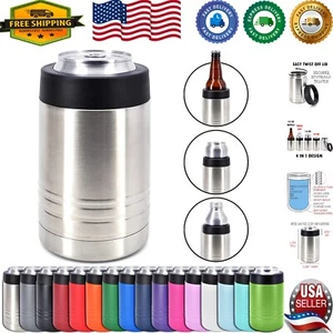 Double Wall 12 oz & 16 oz Insulated Can and Bottle Cooler in Stainless Steel - Picture 1 of 8