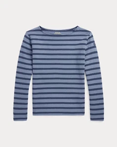 Polo Ralph Lauren Girls Navy Multi Striped Cotton Jersey Top Size L(12-14) NWT - Picture 1 of 4