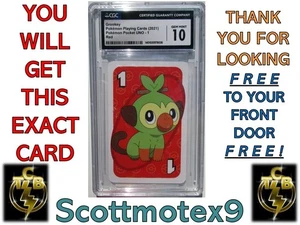 2021 Pokemon Grookey Back Side UNO 1 ONE Japanese RED Pocket Monster CGC 10 - Bild 1 von 7