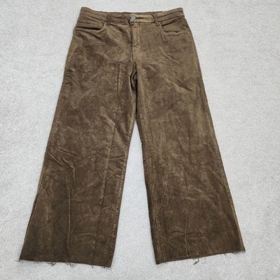 Kut from the Kloth Women Size 12 Meg Fab Ab Wide Leg Cutoff Pants Brown - Image 1 of 4