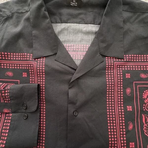 Paul Fredrick Hemd Herren 4XL Schwarz Rot Bandana Paisley Langarm Baumwolle - Bild 1 von 19