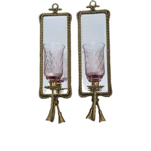 Vintage Deco Hollywood Regency Gold Twist Mirrored Candleholders Votive Set of 2 - Picture 1 of 6