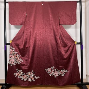 K111357-2 Japanese Kimono 100%Silk Tsukesage Embroidery - Picture 1 of 16