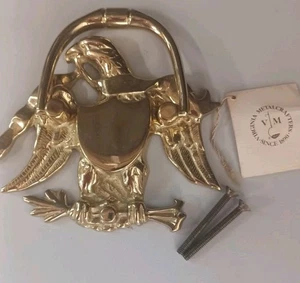 Vintage Heavy Virginia Metal Crafters Eagle Solid Brass Door Knocker w/shield - Picture 1 of 8