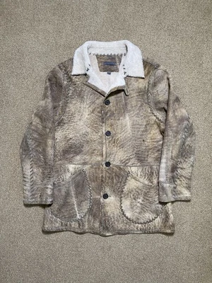 Chaqueta Abrigo John Varvatos Piel de Oveja Marrón Cosido - Talla IT 54 / XXL Foto 1 de 4