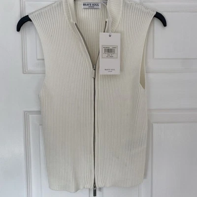 Nuevo Nuevo con etiquetas Chaleco Brave Soul Chaleco Doble Cremallera Crema Talla M Mujer Ropa Top Foto 1 de 4