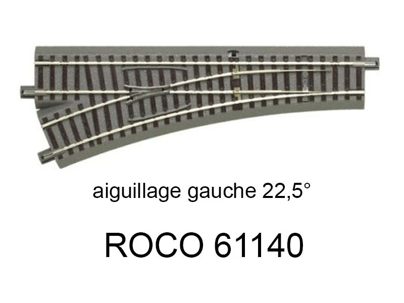 ROCO Aiguillage à gauche R 502.7 mm, 200 mm, 22.5 degrés voie Geoline HO - ROCO  - Photo 1/1