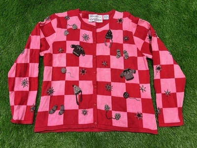 Marisa Christina - Suéter de Navidad 2003 3D Tejido Acentos Guantes Gorro Cottage Foto 1 de 4