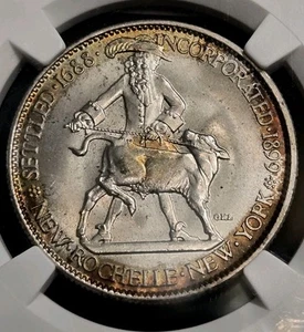 1938 New Rochelle Commemorative Half Dollar NGC MS 66+ CAC. Toned Semi-PL BEAUTY - Picture 1 of 4