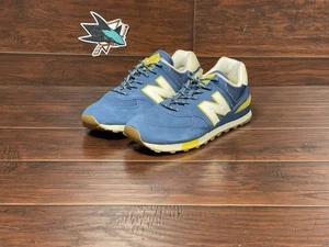 Zapatos New Balance 574 Azul Amarillo Para Hombre Talla 12 ML574JHP Gamuza Usados - Imagen 1 de 10