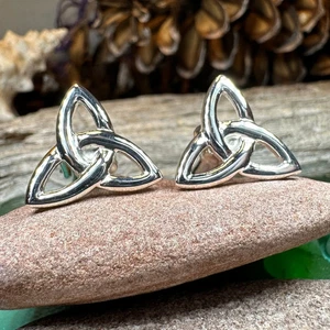 Trinity Knot Cuff Links Sterling Silver Celtic Irish Scottish Mens Gift 925 - Picture 1 of 10