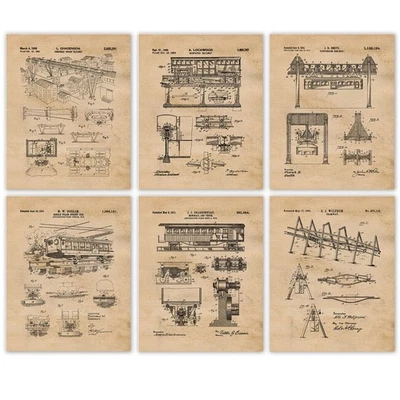 Classic Tram Train Railway Engine Patent Prints 6 (8x10) for Home Work Office - Image 1 of 4