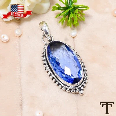 Thanks Giving Day Deal Oval TANZANITE Stone Wife New Pendant 925 Sterling Silver - Image 1 of 4