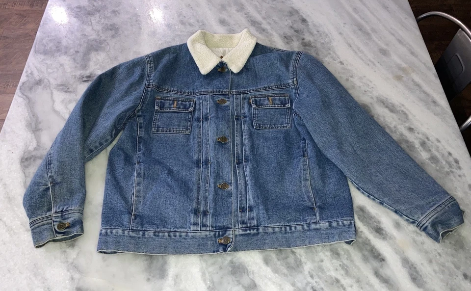 Vintage Ralph Lauren Jean Jacket Size Large Trucker Sherpa Collar - Image 1 of 4