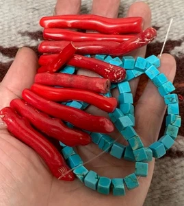 10 ramas de coral/cuentas Howlite color turquesa/(w730g-w4) - Imagen 1 de 2