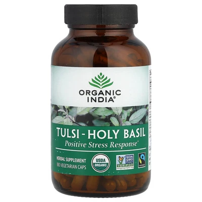 Tulsi-Albahaca Sagrada, 180 Cápsulas Vegetarianas Foto 1 de 3