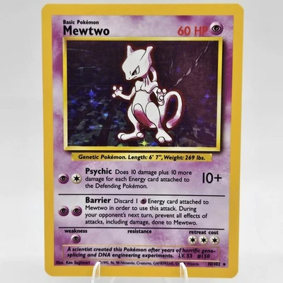 Pokémon TCG Mewtwo Base Set 10/102 Holo Unlimited Holo Rare - EXC-NM - Image 1 of 4