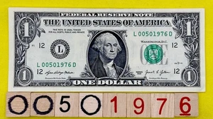 1976 Year Note Wild 0s L 00501976 D Fancy Serial Number One Dollar Bill 2021 FW - Picture 1 of 7