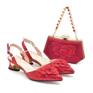 Women's Shoe and Bag Set Latest Luxury Italian Rhinstone Design for Wedding and - Picture 1 of 27