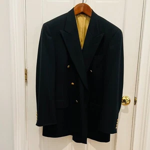 Hart Schaffner Wool Navy Double Breast Blazer Men's Sport Coat Suit Jacket 42 L - Picture 1 of 24