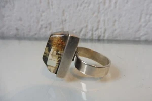 Silberring , 925 Silber mit eingegossenen Pflanzen , ausgefallener , alter Ring - Bild 1 von 7