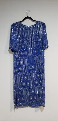 Raro- Vestido Vintage Le Mieux Paris Roma Ginebra Trébol Cuentas Lentejuelas L Foto 1 de 4