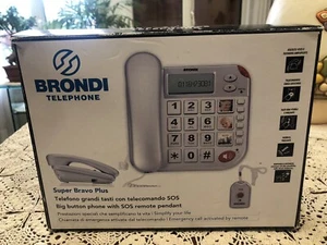 Brondi SUPER BRAVO PLUS Telefono a Filo con Telecomando per Chiamate di Soccorso - Zdjęcie 1 z 6