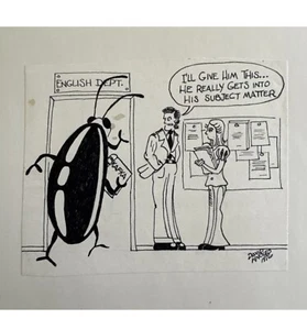 Original David Knoles Pen Art 1976 Drawing Bug Kafka Vintage Funny Humor Comic - Bild 1 von 24