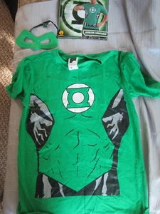 Green Lantern Adult L (36-38) Shirt Mask Ring New Fast Ship - Picture 1 of 6