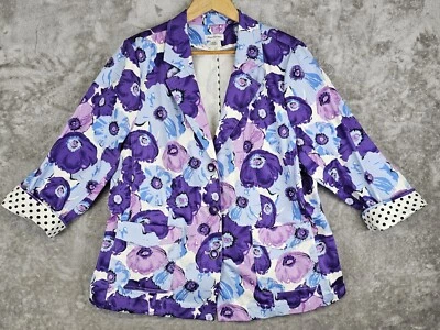 Chaqueta Blazer Joan Rivers 22W Elastizada Floral Lunares Rosa Púrpura Manga 3/4 Foto 1 de 4