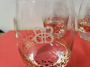 4 Baileys Irish Cream Rocks Gläser tolle Goldpunkte Konfetti mit geätztem BB-Logo gebraucht, in einwandfreiem Zustand - Bild 1 von 4