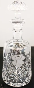 VTG 1970s Clear Crystal Etched Rose Glass Liquor Decanter Barware Glassware - Picture 1 of 6
