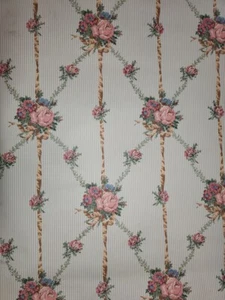 Bouquets of Roses Stripe Wallcovering - F. Schumacher - Vintage - 514390 - Picture 1 of 2