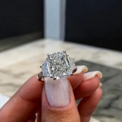 Radiant Cut Lab Created Diamond 4.16 Ct IGI Engagement Ring 950 Platinum - Image 1 of 4