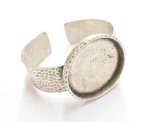 Flower inlay Bracelet Blank Resin Cuff Dry Bezel Glass Cabochon Base G19874 - Picture 1 of 3